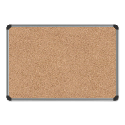 Cork Board With Aluminum Frame, 24 X 18, Natural Surface