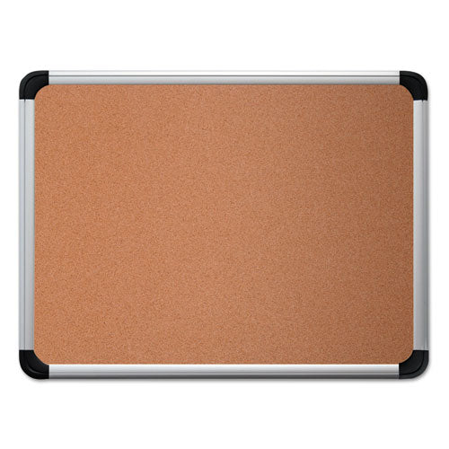 Cork Board With Aluminum Frame, 36 X 24, Natural Surface