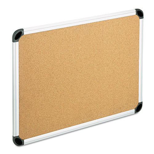 Cork Board With Aluminum Frame, 48 X 36, Natural Surface, Silver Frame