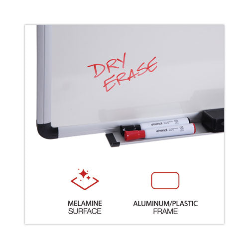Modern Melamine Dry Erase Board With Aluminum Frame, 36 X 24, White Surface