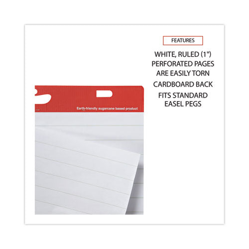 Renewable Resource Sugarcane Based Easel Pads, Presentation Format (1" Rule), 27 X 34, White, 50 Sheets, 2/carton