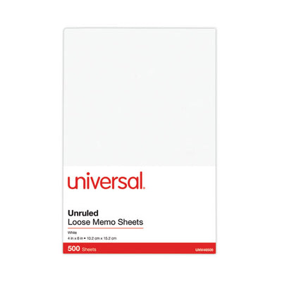 Loose White Memo Sheets, 4 X 6, Unruled, Plain White, 500/pack