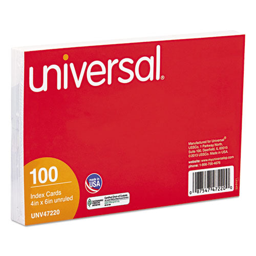 Unruled Index Cards, 4 X 6, White, 500/pack