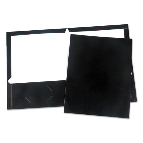 Laminated Two-pocket Folder, Cardboard Paper, 100-sheet Capacity, 11 X 8.5, Navy, 25/box