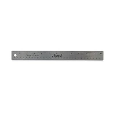 Stainless Steel Ruler With Cork Back And Hanging Hole, Standard/metric, 12" Long