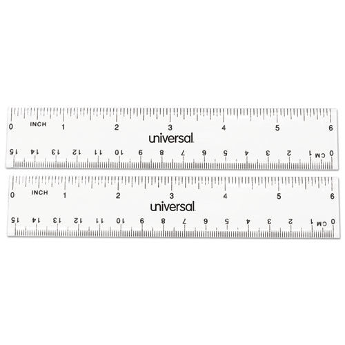 Clear Plastic Ruler, Standard/metric, 6" Long, Clear, 2/pack