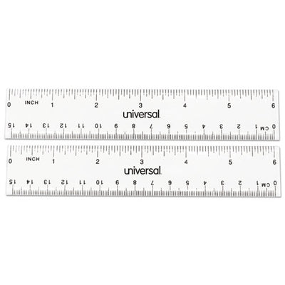 Clear Plastic Ruler, Standard/metric, 6" Long, Clear, 2/pack