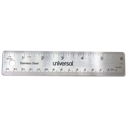 Stainless Steel Ruler, Standard/metric, 6" Long