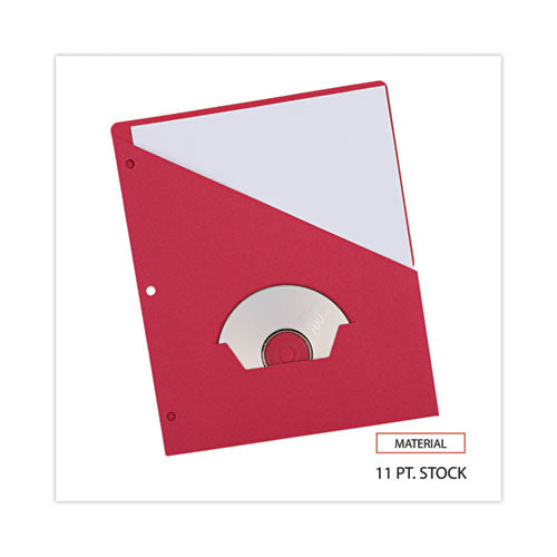 Slash-cut Pockets For Three-ring Binders, Jacket, Letter, 11 Pt., 8.5 X 11, Red, 10/pack