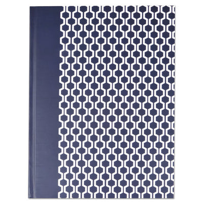 Casebound Hardcover Notebook, 1 Subject, Wide/legal Rule, Dark Blue/white Cover, 10.25 X 7.63, 150 Sheets