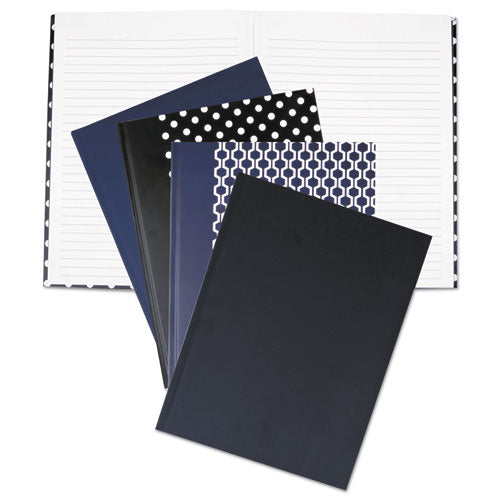 Casebound Hardcover Notebook, 1 Subject, Wide/legal Rule, Dark Blue/white Cover, 10.25 X 7.63, 150 Sheets
