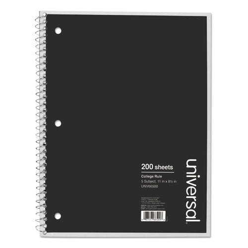 Wirebound Notebook, 3 Subject, Medium/college Rule, Black Cover, 9.5 X 6, 120 Sheets