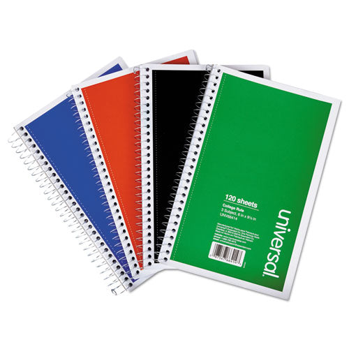 Wirebound Notebook, 3 Subject, Medium/college Rule, Assorted Covers, 9.5 X 6, 120 Sheets, 4/pack