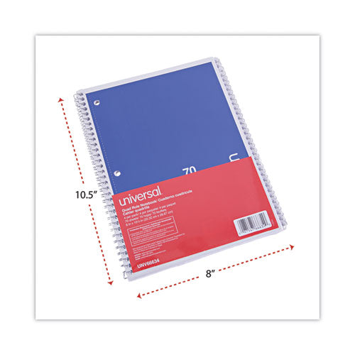 Wirebound Notebook, 1 Subject, Quadrille Rule, Assorted Covers, 10.5 X 8, 70 Sheets, 4/pack