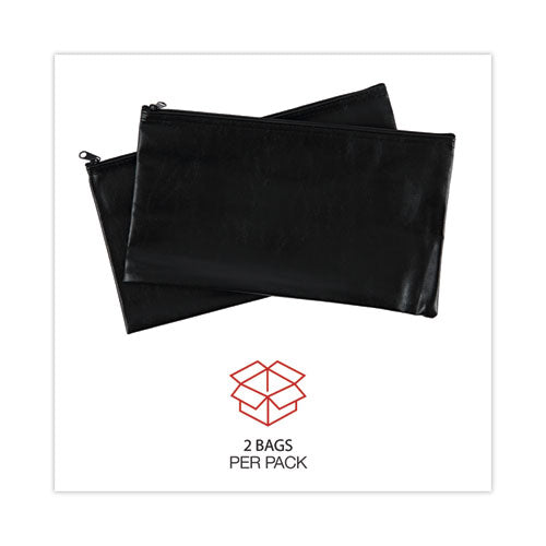 Zippered Wallets/cases, Leatherette Pu, 11 X 6, Black, 2/pack
