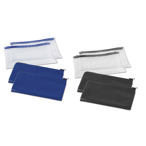 Zippered Wallets/cases, Transparent Plastic, 11 X 6, Clear/blue, 2/pack