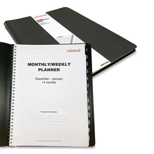Weekly Planner, 11 X 8, Black Cover, 14-month, Dec 2022 Through Jan 2024