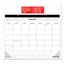 Desk Pad Calendar, 22 X 17, White/black Sheets, Black Binding, Clear Corners, 12-month (jan To Dec): 2023