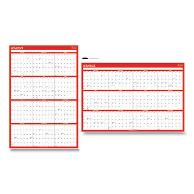 Erasable Wall Calendar, 24 X 36, White/red Sheets, 12-month (jan To Dec): 2023