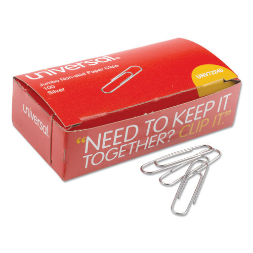 Paper Clips, #1, Smooth, Silver, 100 Clips/pack, 12 Packs/carton