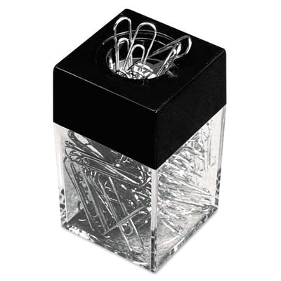 Paper Clips With (1) Magnetic-top Desktop Dispenser, #2, Smooth, Silver, 100 Clips/pack, 12 Packs/box