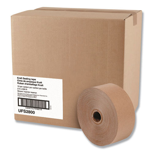 Glass-fiber Reinforced Gummed Kraft Sealing Tape, 3" Core, 3" X 375 Ft, Brown, 8/carton