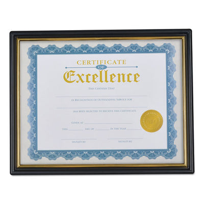 Document Frames, Plastic, 8.5 X 10 Insert, Black/gold, 3/pack