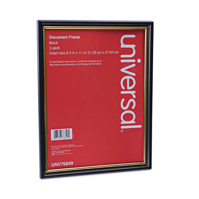 All Purpose Document Frame, 8.5 X 11 Insert, Black/gold, 3/pack