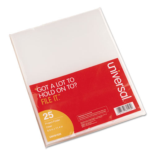 Project Folders, Letter Size, Clear, 25/pack