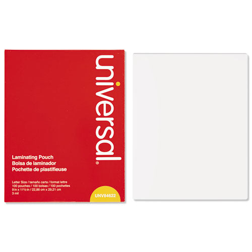 Laminating Pouches, 3 Mil, 9" X 11.5", Matte Clear, 100/box