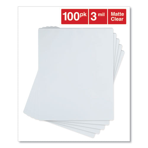 Laminating Pouches, 3 Mil, 9" X 11.5", Matte Clear, 100/box