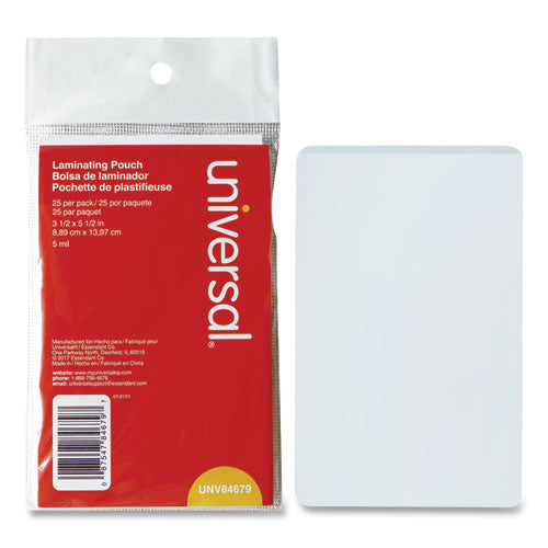 Laminating Pouches, 5 Mil, 5.5" X 3.5", Matte Clear, 25/pack