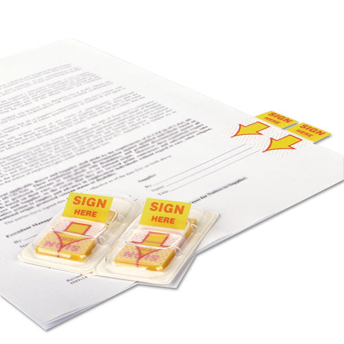 Deluxe Message Arrow Flags, "sign Here", Yellow, 500/pack
