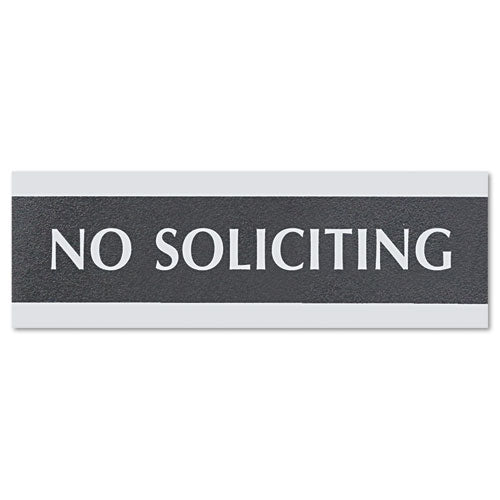 Century Series Office Sign, No Smoking, 9 X 3, Black/silver