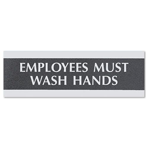 Century Series Office Sign, Employees Only, 9 X 3, Black/silver