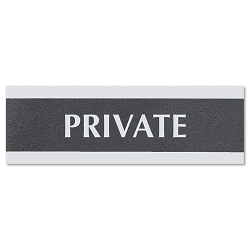 Century Series Office Sign, Employees Only, 9 X 3, Black/silver