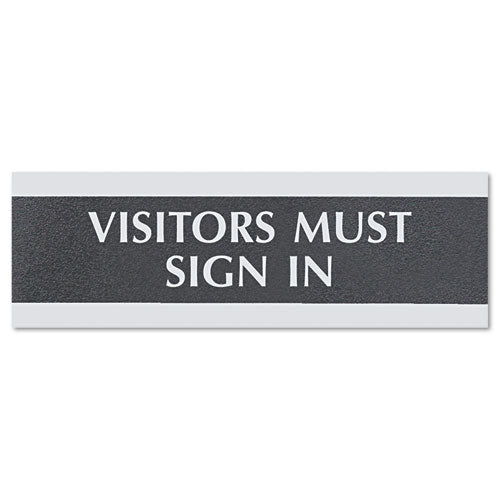 Century Series Office Sign, Employees Only, 9 X 3, Black/silver