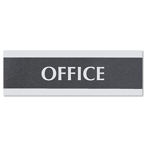 Century Series Office Sign, Office, 9 X 3, Black/silver