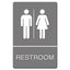 Ada Sign, Restroom Symbol Tactile Graphic, Molded Plastic, 6 X 9, Gray