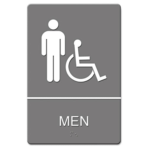 Ada Sign, Restroom Symbol Tactile Graphic, Molded Plastic, 6 X 9, Gray