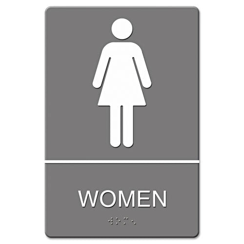 Ada Sign, Women Restroom Wheelchair Accessible Symbol, Molded Plastic, 6 X 9