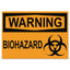 Osha Safety Signs, Warning Biohazard, Orange/black, 10 X 14