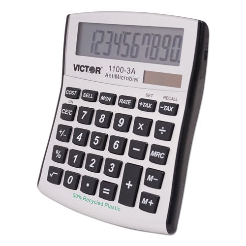 1100-3a Antimicrobial Compact Desktop Calculator, 10-digit Lcd