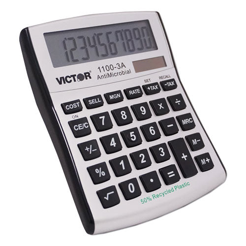 1100-3a Antimicrobial Compact Desktop Calculator, 10-digit Lcd