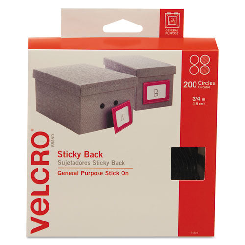 Sticky-back Fasteners With Dispenser, Removable Adhesive, 0.75" X 5 Ft, Black
