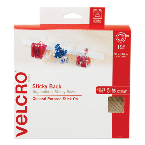 Sticky-back Fasteners, Removable Adhesive, 0.75" X 15 Ft, Clear