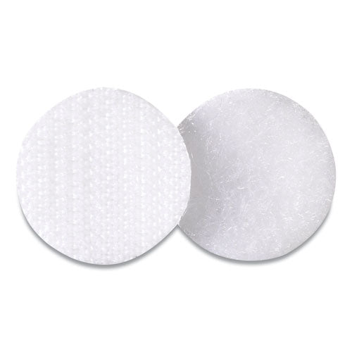 Sticky-back Fasteners, Removable Adhesive, 0.75" Dia, White, 200/box