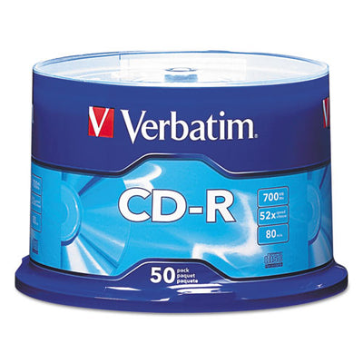 Cd-r Recordable Disc, 700 Mb/80min, 52x, Spindle, Silver, 50/pack