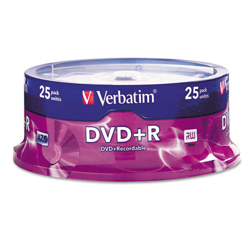 Dvd+r Recordable Disc, 4.7 Gb, 16x, Spindle, Silver, 25/pack