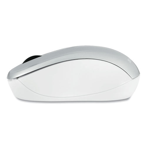 Silent Wireless Blue Led Mouse, 2.4 Ghz Frequency/32.8 Ft Wireless Range, Left/right Hand Use, Silver